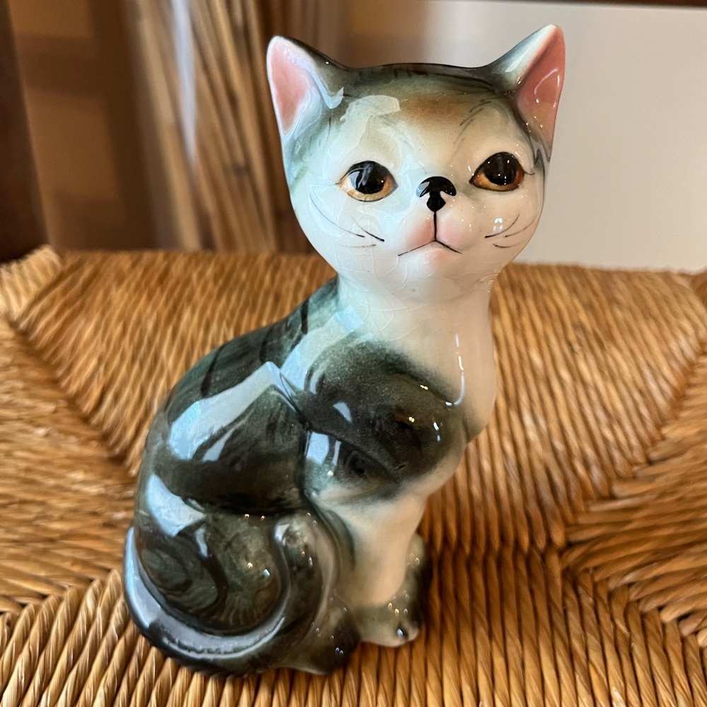 Vintage 5” Nippon Yoko Boeki Porcelain Kitty Cat Kitten Figurine